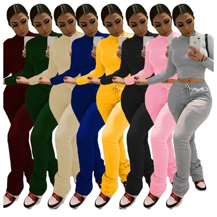 

New arrivals custom logo sweat suit female two-piece autum sportswear, As picture show