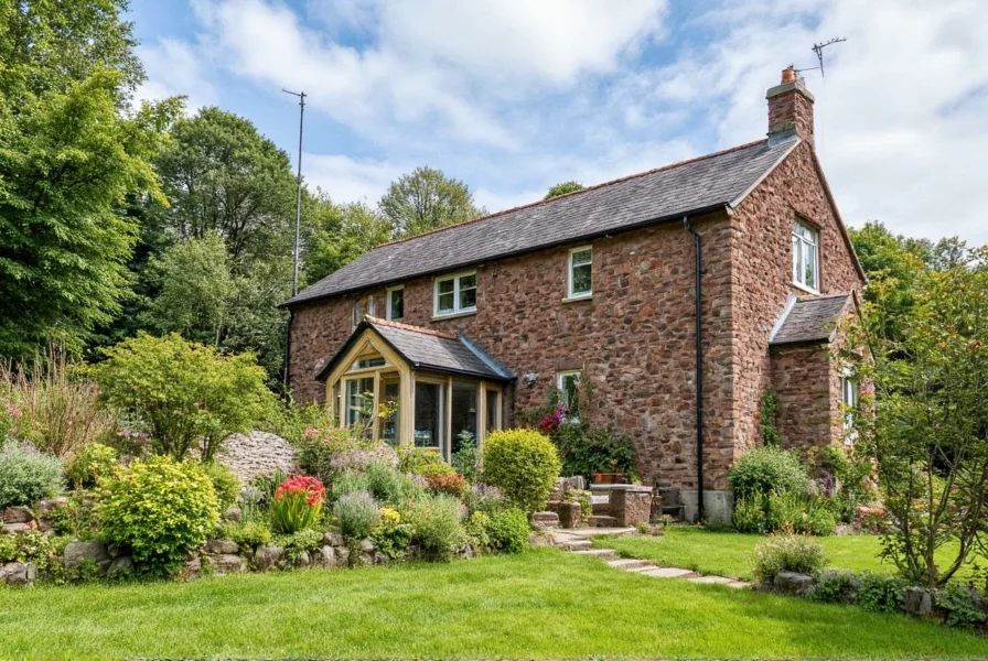 Close-up of white clover flowers in a cottage garden setting
