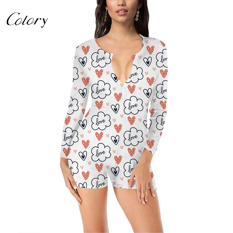

Colory Wholesale Custom Valentines Day 2021 Sexy Onesie Pajamas, Picture shows