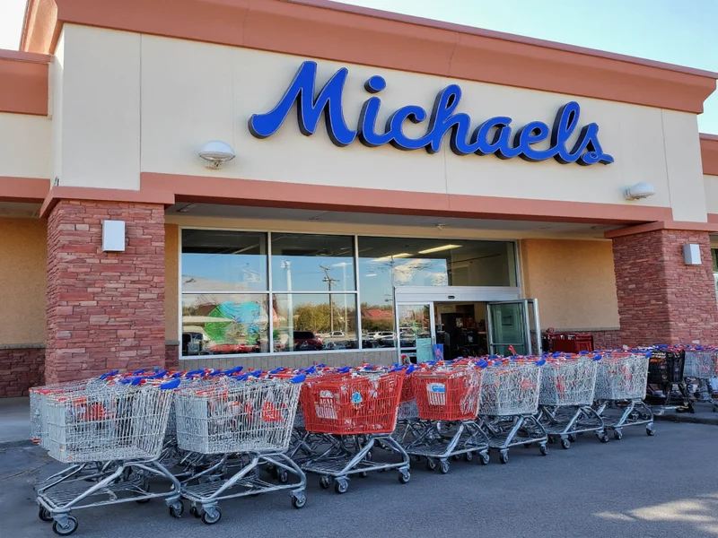 Michaels store exterior with shopping carts