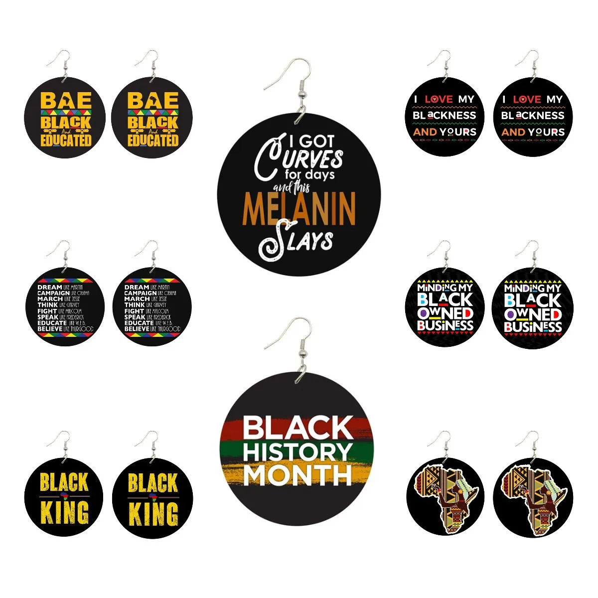 

Black Lives Matter Black by Popular Demand Don't Crack Juneteenth Dope Mom Dad Sister Grandma Natural Wood Wooden Earrings