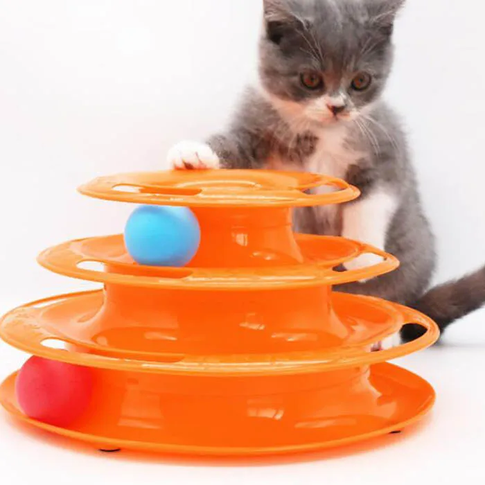 

In Stock Cats Teasing Roller Toy Tower Tracks Intelligence Amusement Disk Play 3 Level Track Kitten Interactive Ball Toys, Picture showed