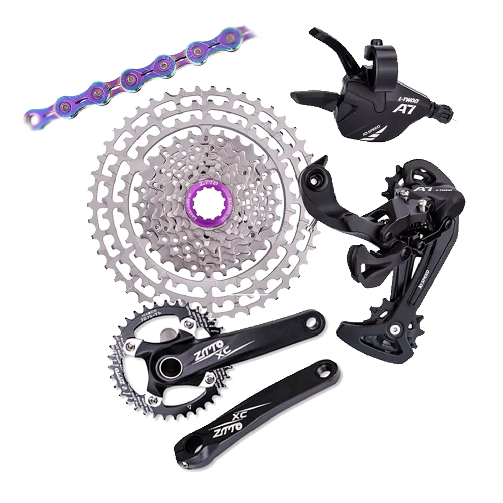 

ZTTO MTB Bicycle 1X10 Speed Groupset 10 Speed Shifter Rear Derailleur 10V Cassette 50T 46T 42T 40T 36T Chain For mountain bike, Sliver, black-sliver, rainbow, black