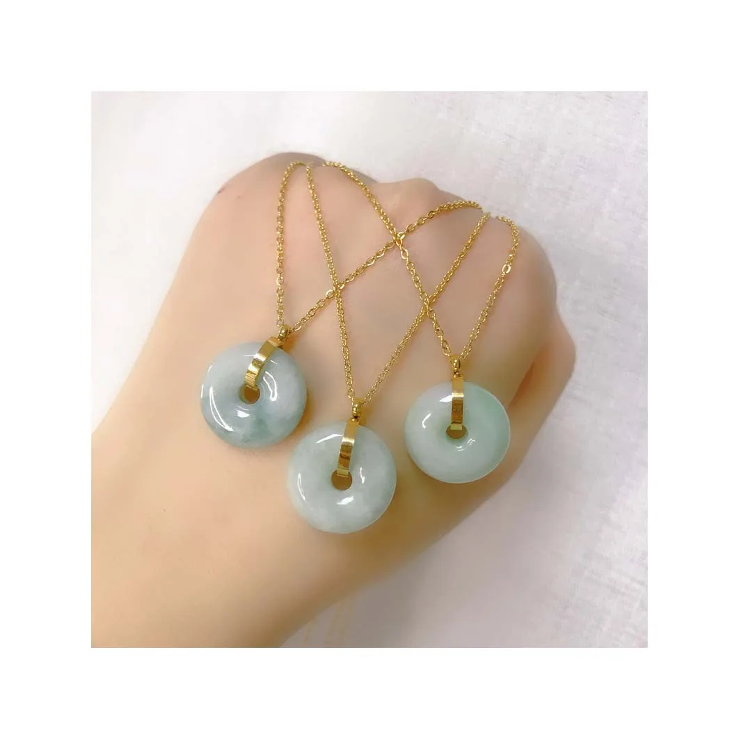 

Simple fashion clavicle chain gold plated jade pendant necklace