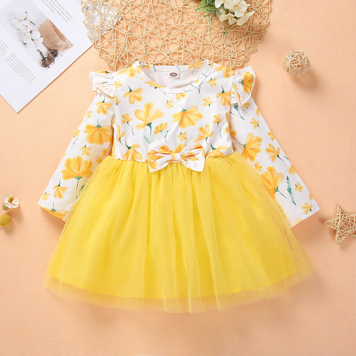 

Full Sleeve Baby Dress Wholesale Baby Boutique Dress Hot Selling Factory Quality Ins Baby Clothes Dress