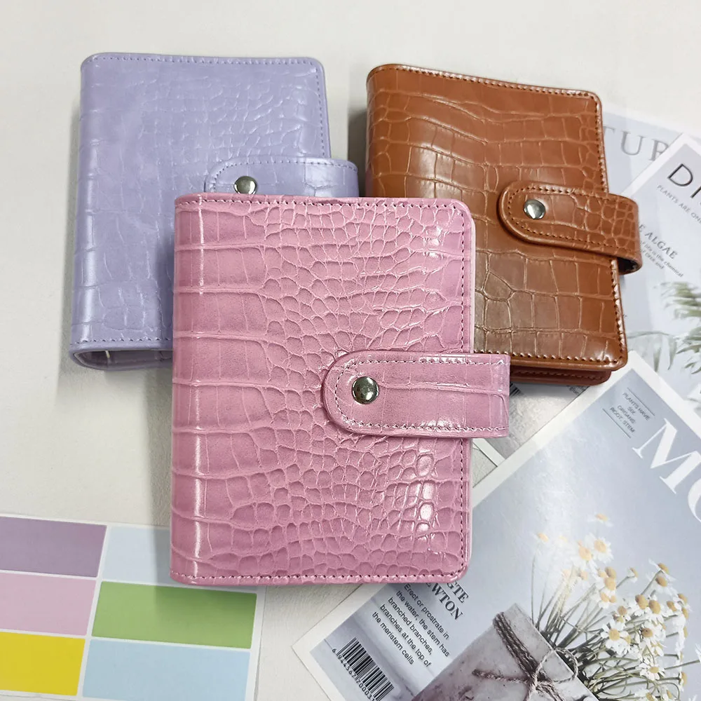 

promotional a7 binder wallet croc mini binder cute notebook leather money budget binder set with cash zipper envelopes planner