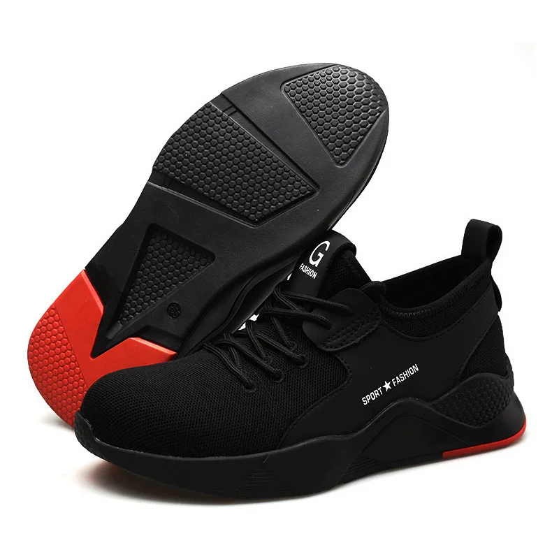 

Factory Wholesale Summer Fly Woven Labor Shoes Men's Anti-hit Piercing Gas, Feet Safety Shoes Men's Work Shoes, Black