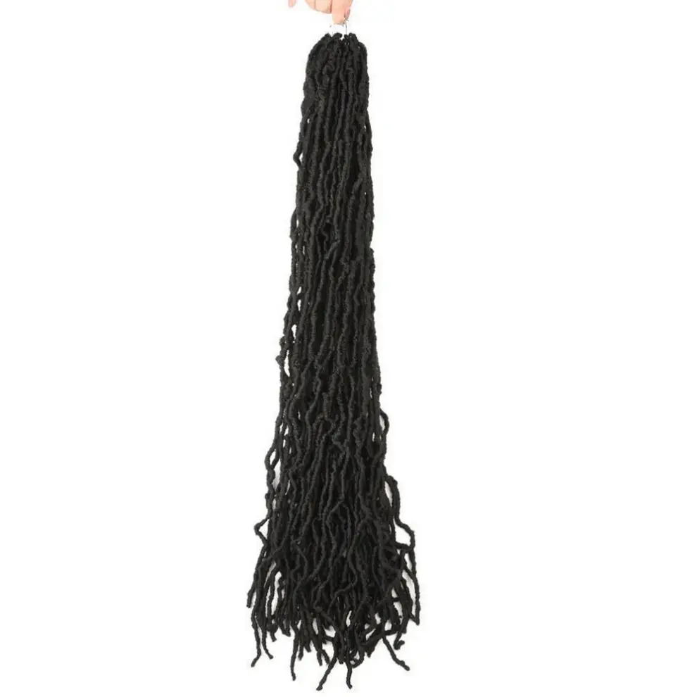 

MYZYR Bohemian Faux Locs Curly Crochet Braiding Hair 21Strands Crochet Hair Extensions 36Inch Synthetic Hair Ombre Braids, Pink,black