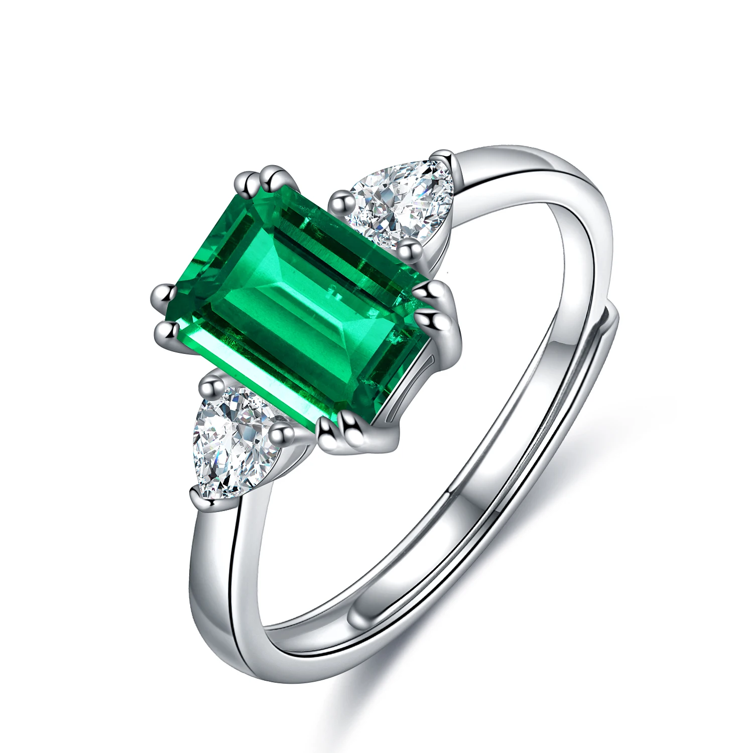 

Anster 925 Sterling Silver High Quality Lab Created Zambia Emerald Ring Jewelry Set, Green