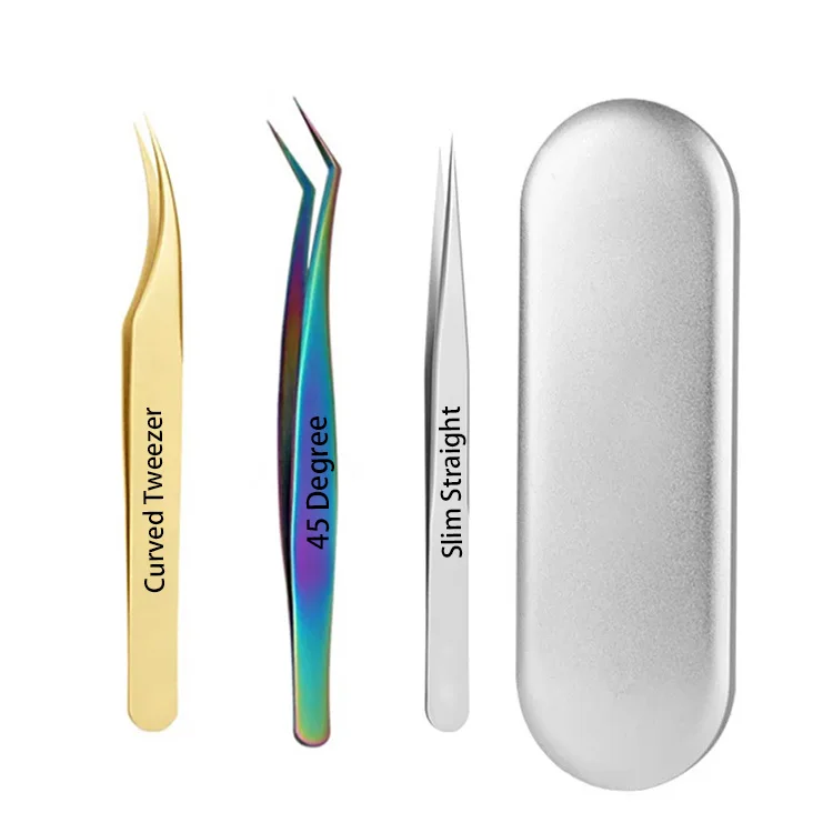

Case For Tweezers Extension Eyelash Applicator Tweezers Eyelash Box With Titanium Tweezers Russian Volume Lash Extension