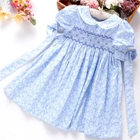 

kids smocked dresses for girls clothes floral flower baby frock holiday party plaid summer boutiques children wholesale hui546
