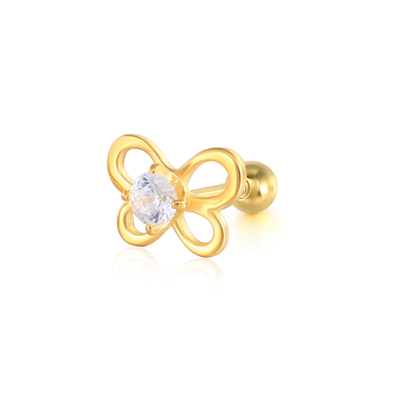 

Single creative versatile simple butterfly spiral cartilage earrings, Gold/white