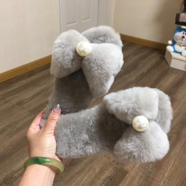 

Custom Winter Fashion Simple Home Soft Bottom Women Fluffy Plush Indoor Slipper Slippers Fur Fluffy Indoor House Slippers