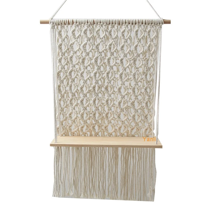 

Handmade macrame shelf macrame wall hanging shelf boho decor macrame wall shelf, White