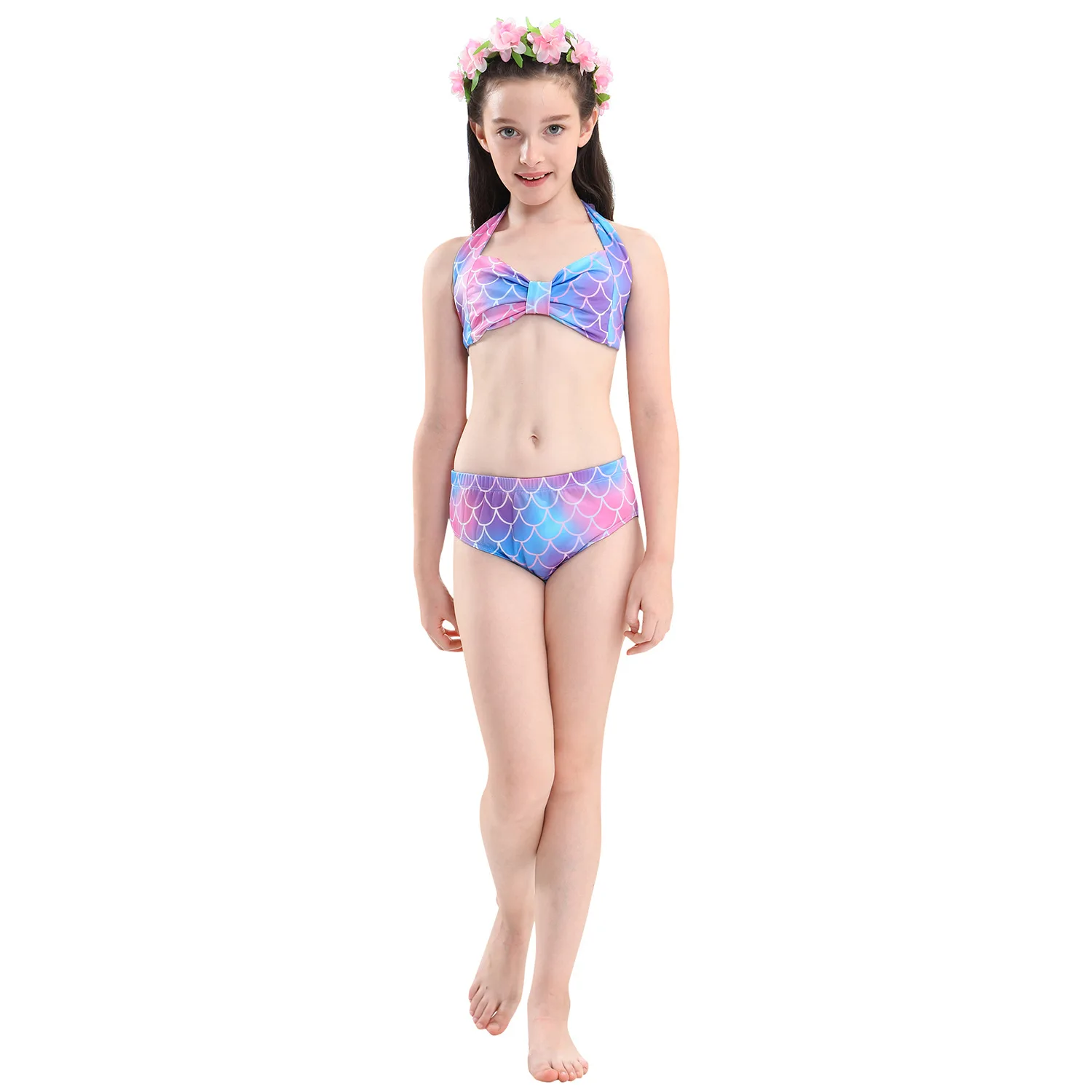 

Children Baby Girls 3 Pieces Bikini Swimsuit Beach Swimwear Mermaid Tail For Swimming Kids, As picture