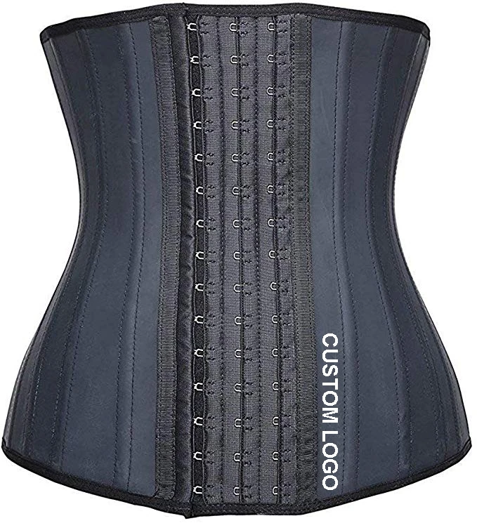 

hot sale Women 25 Steel Bone Latex Sports Girdle Cincher Hourglass Body Shaper Slimming Corset waist trainer, Black, nude