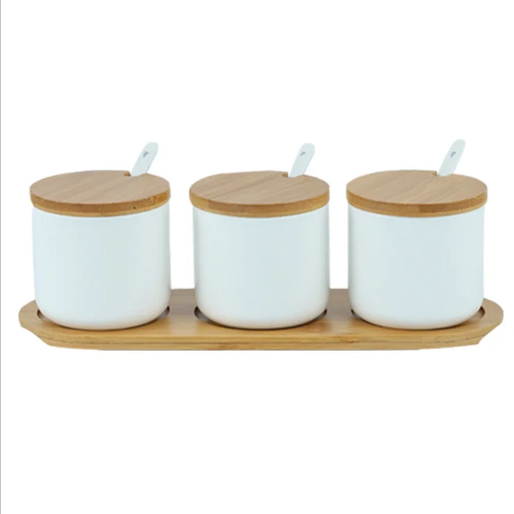 

Ceramic Spice Jar Rack Set, Black/white/green