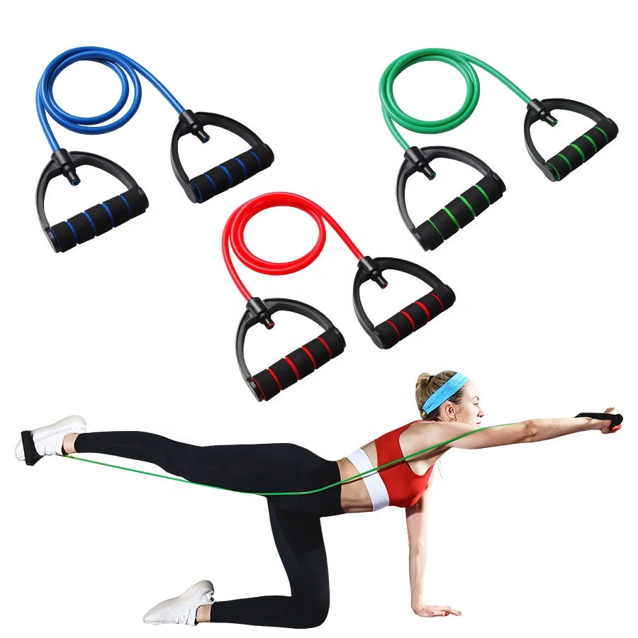 

Home Gym Foot Chest Stretching Fitness Band Single Exerciser Elastic Training Pull Rope 120cm Training Rubber Tensile Expander, Green blue red yellow
