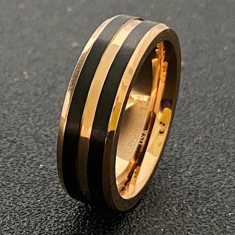 

Romooz 8mm Men's Wedding Black Tungsten Ring Glossy Polished finger Ring new arrival ring 2022 amazon