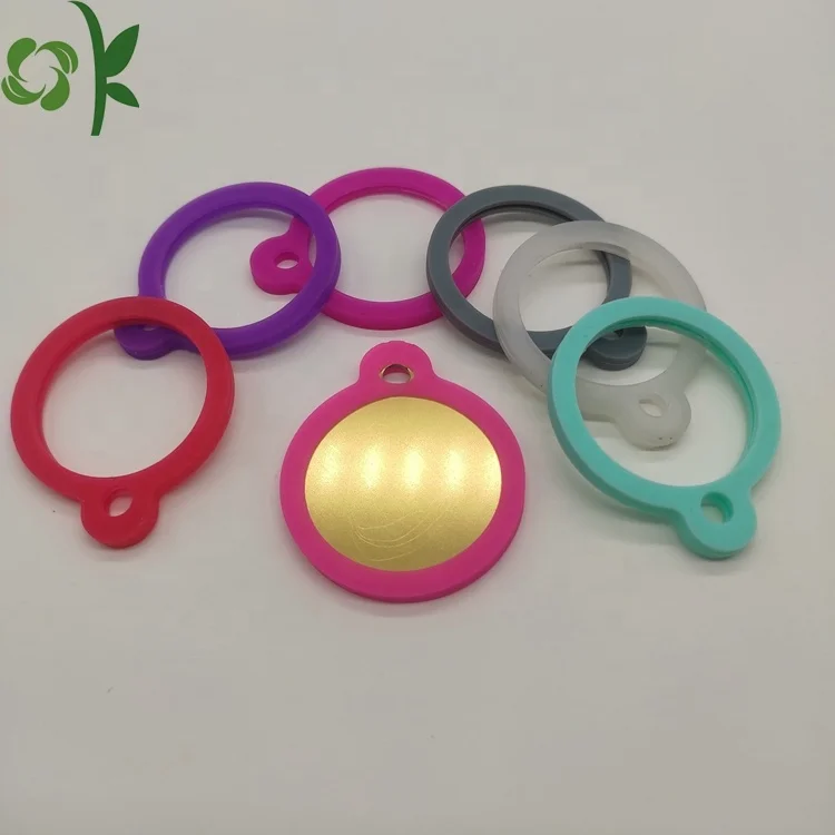 

OKSILICONE High Quality Round Shape Design Silicone Pet Tag Cover Silicone Dog Tag Silencers Silicone Name ID Tag For Protective, As picture shown/customized
