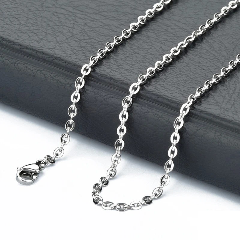 

Olivia Stainless Steel 18k Gold Silver 2mm Cross Cable O-Shape Chain Oval Link Chain Necklace for Men Women