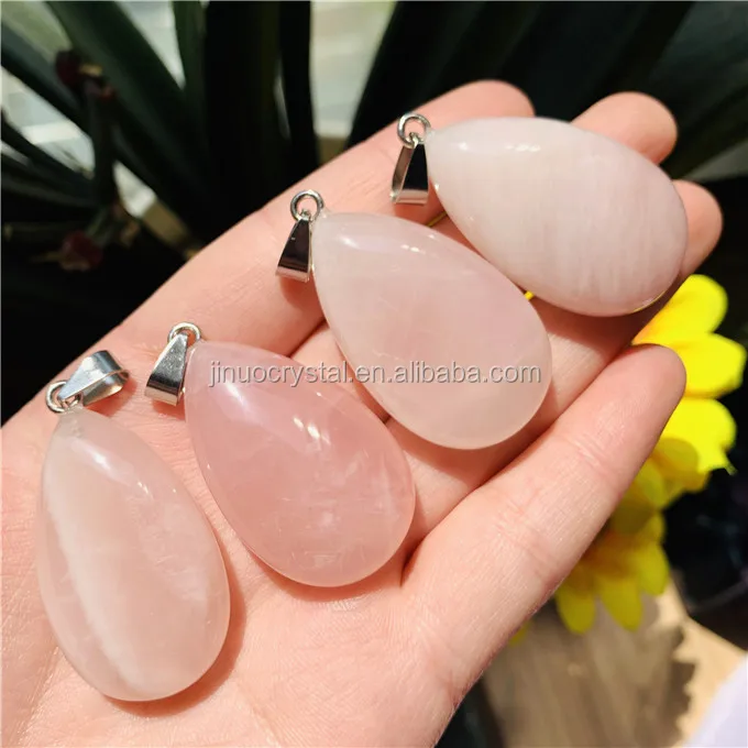 100Pcs Natural Rose quartz Water Drop Crystal Pendant Healing Wholesale Price 