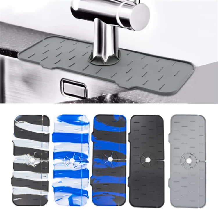 

Sink Draining Pad Behind Faucet Silicone Faucet Mat For Kitchen Sink silicone faucet pad, Black,grey,blue