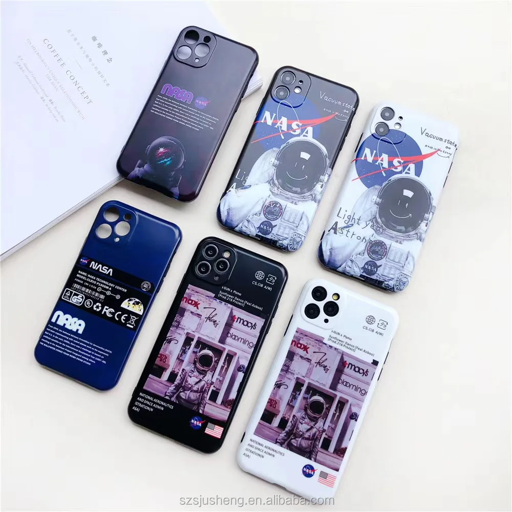 

2020 New Phone Case Trend cartoon astronaut Four corners drop proof IMD Silicone Soft Cover For iphone 11 pro max/XSMAX/8PLUS, 6colors