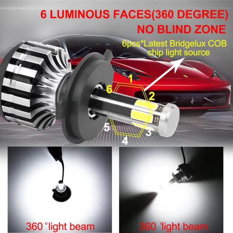 One Year Warranty Car Headlight 12v H4 9004 9007 X6s Led Headlight