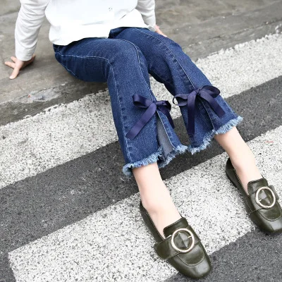 

Children's Clothing Spring Trousers Baby Girls Jeans Korean Baby Kids Fashionable Jeans Pant, Navy blue