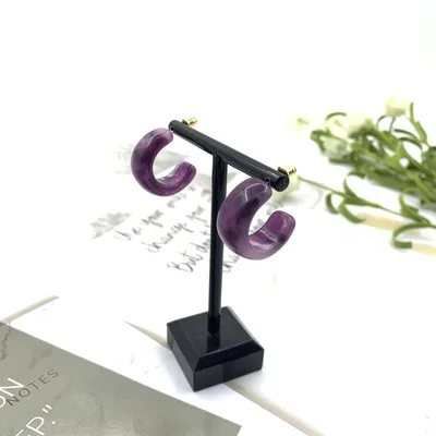 

Fashion Grape Purple Vintage Stud Earrings Flatback Earrings for Women Girls Gift Acrylic Earrings, As picture