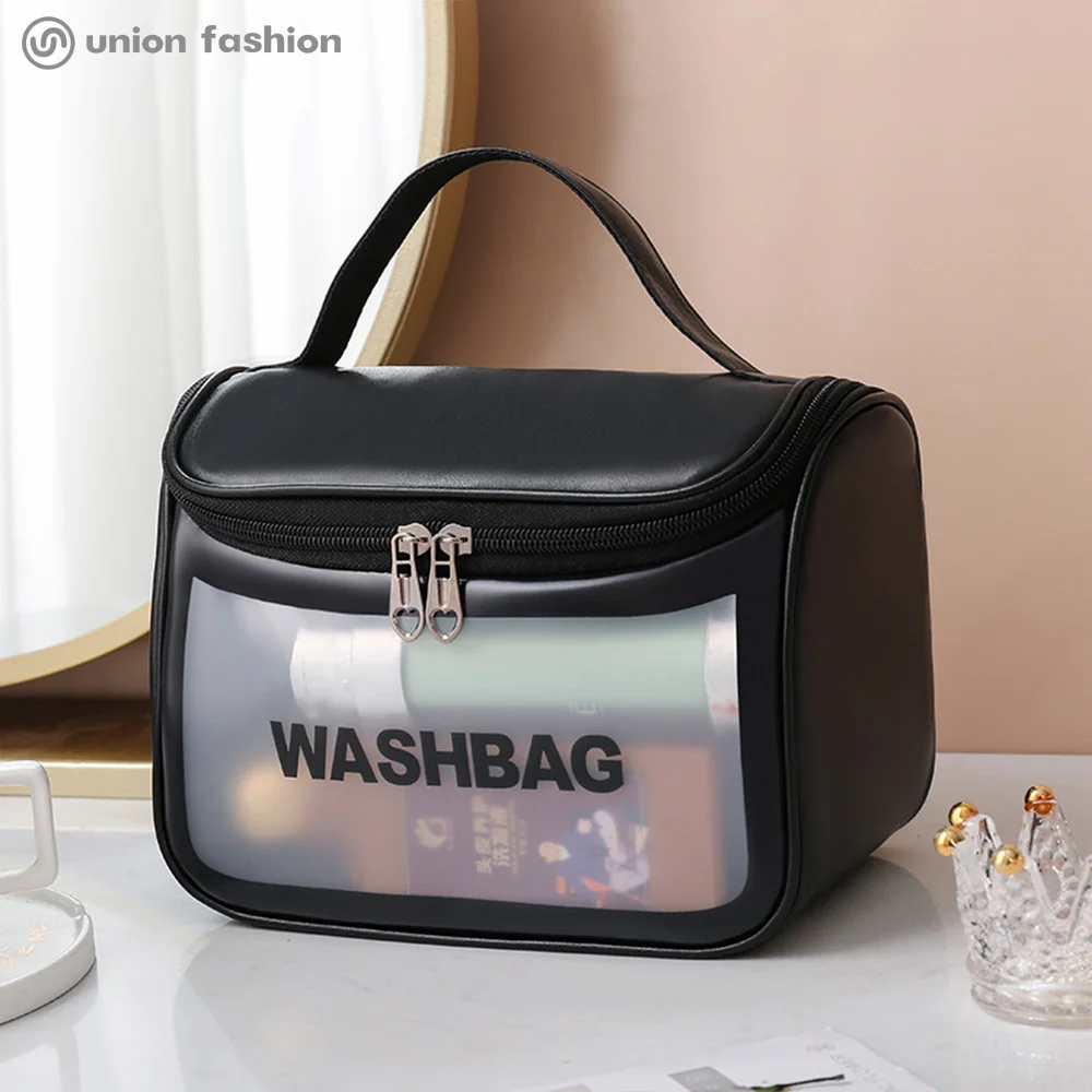 

Custom Travel Pvc Clear Organizer Makeup Cosmetic Toiletry Bags With Logo, Black/pink/white
