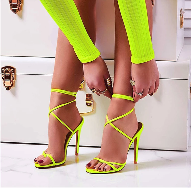 

HOT women pumps new shoes sexy stiletto high heels lace-up open-toe shoes pu sandals for women