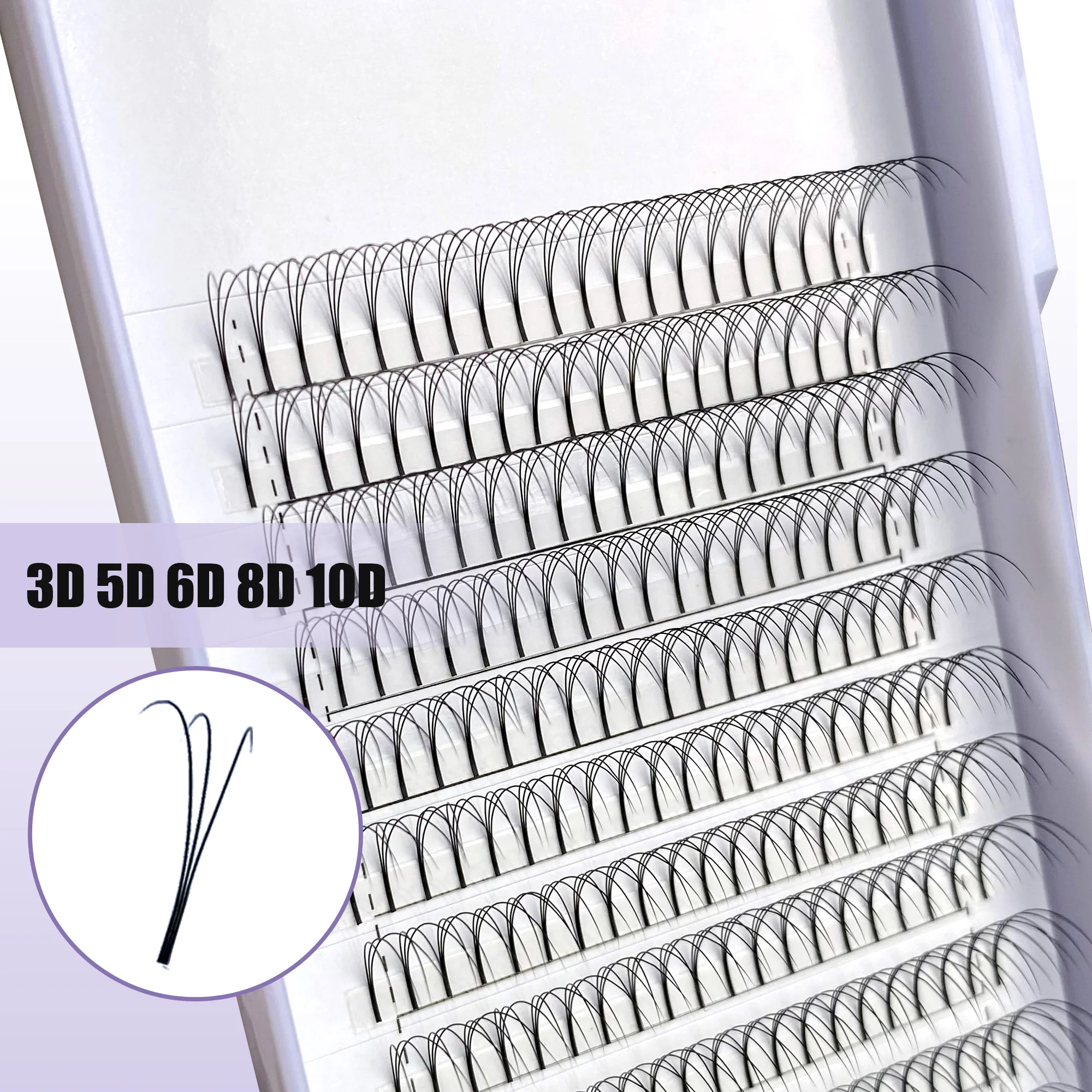 Pre Made Lash Fans Long Stem 3D 5D 8D 10D Private Label Premade Fan Lashes Matte Black Pre-Fanned Eyelash Extensions