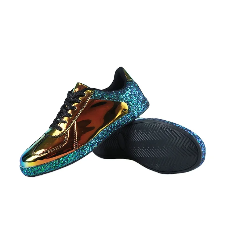 

New Fashion Laser Colorful Ladies Casual Shoes Walking Leather Shoes Flat Heel Round Toe Women Sneakers, Black,white,green,purple