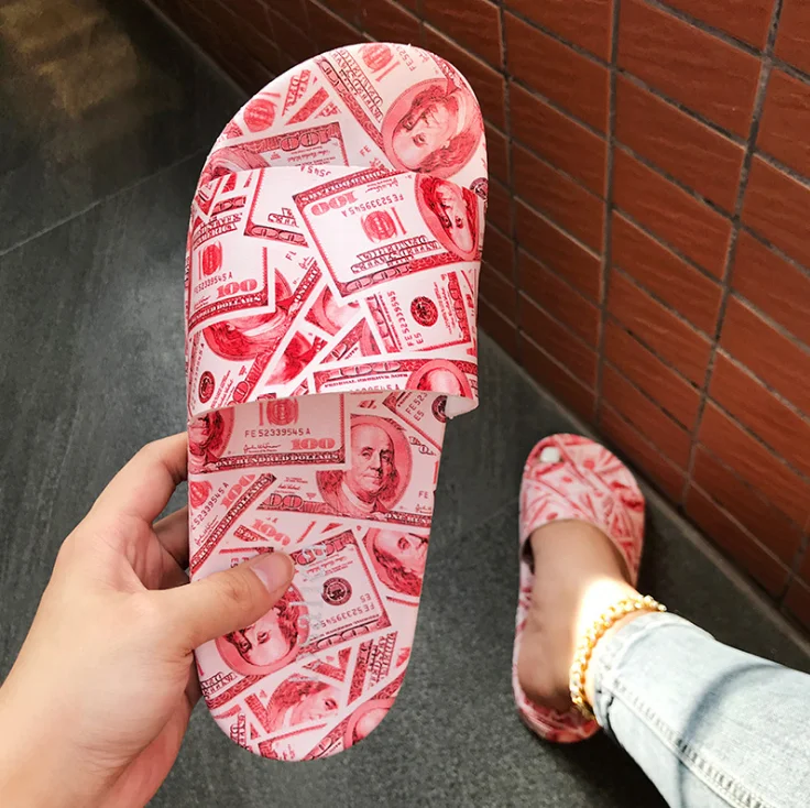 

2021 summer new casual one-word sandals women European and American fashion red flat-bottomed slippers women slippers, Customized color
