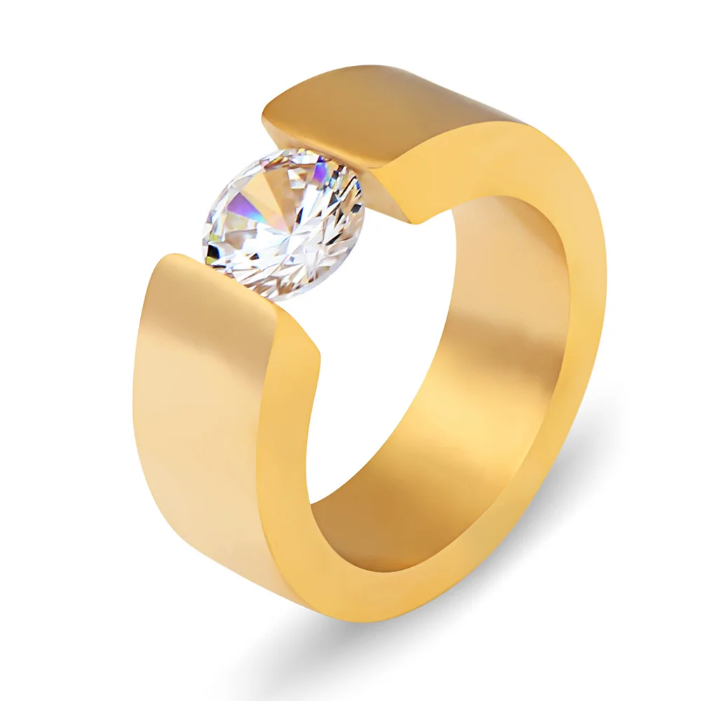 

Custom logo creative statement girl womans 14k titanium stainless steel anillos acero inoxidable rings gold 18k jewelry