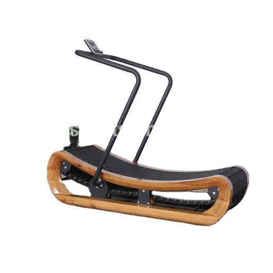 

Manual curved indoor gym and household fitness equipment unpowered walking wooden curved treadmill, Others
