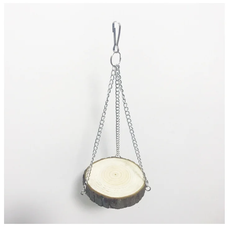 

Hamster Swing Wood Toy Natural Log Hammock Hanging Chains For Parrots Hamsters Pet Toy, Wood color
