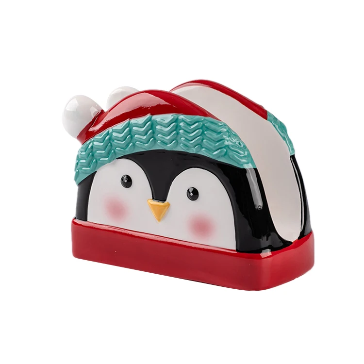 

Cafe Tables Freestanding Ceramic Penguin Shaped Napkin Holder, Custom colors