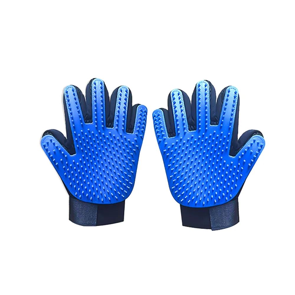 

HMS 259 stitches of TPR and polyester Pet Hair Remover Gloves Pet Grooming Glove Guantes de mascotas Deshedding Brush Glove, Blue