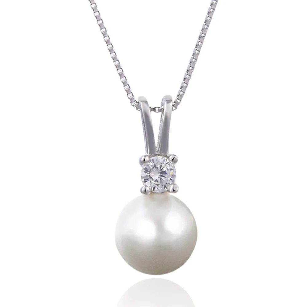 

Fine jewelry 100% 925 Sterling Silver Natural Pearl Necklace 925 Silver Pendant
