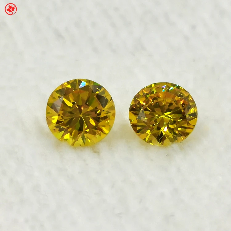 

High Quality Aaa Golden Yellow color Synthetic Round Shape Cz Stone Cubic Zirconia