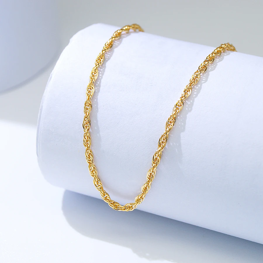 

Hot Selling Genuine Gold Au750 Real Gold Necklace Solid Pure 18K Gold Rope Chain Jewelry