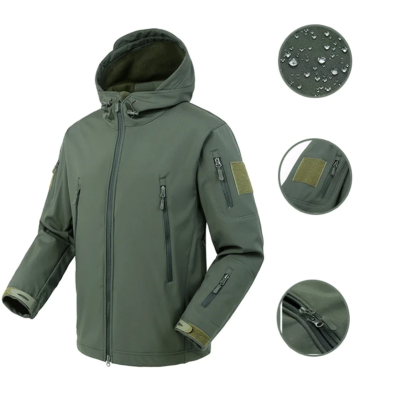 

wholesale custom Tactical Military Waterproof plus cashmere outdoor coats Softshell Jackets mens jackets, 5 colors