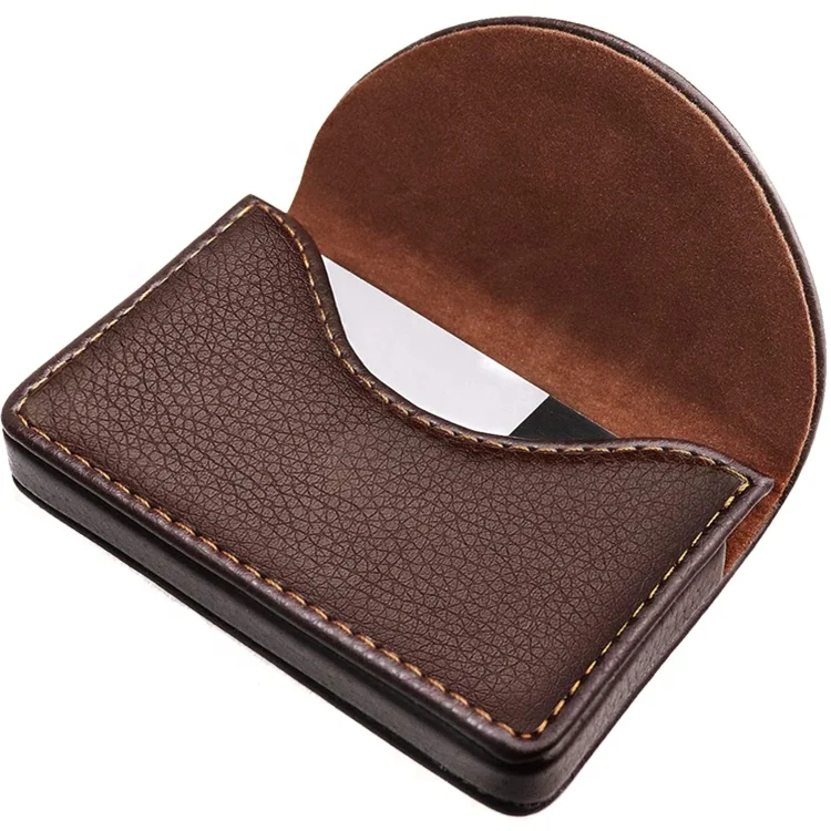 

Custom Logo Magnetic Shut PU Leather Business Card Holder Case, Brown,black or customized color