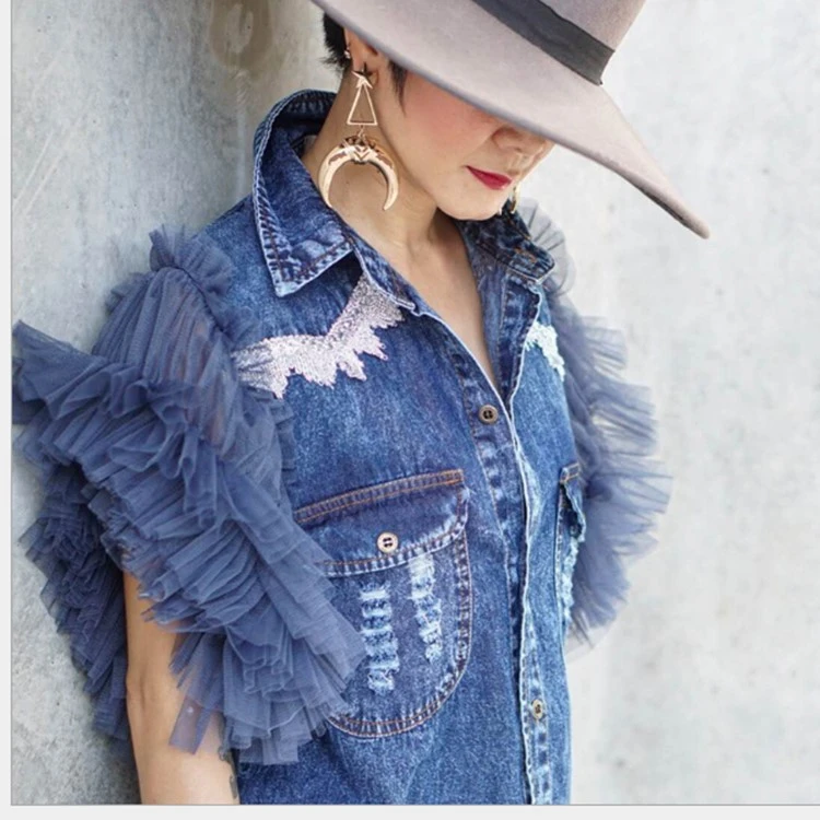 

Summer New Arrival Fashion Women Colored Denim Shirts, As pics