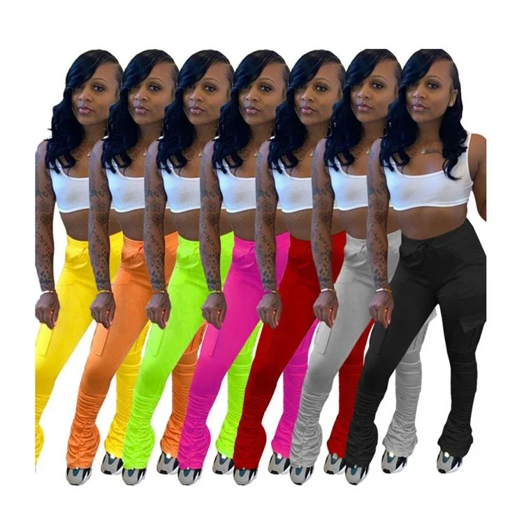 

Hot Onsale Colorful Newest Casual Stacked Pants Winter Outfits Women'S Clothing Ladies Pants Women Trousers, As shown