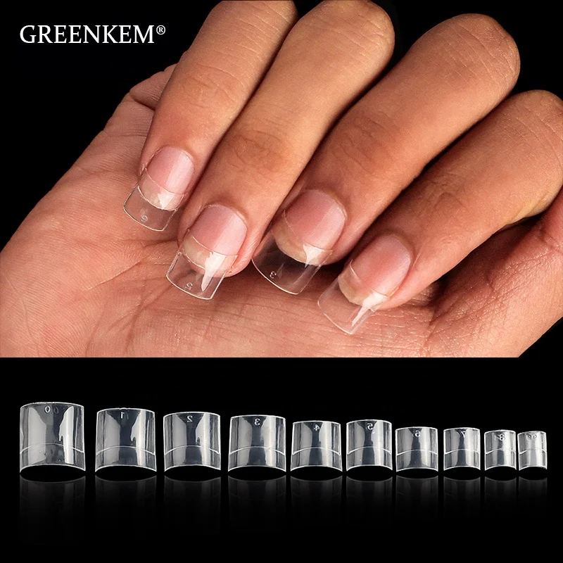 

GREENKEM 100Pcs/box Artificial Acrylic Toe Flake Nails Tips Natural/White/Clear Short French Nail Tips, Picture