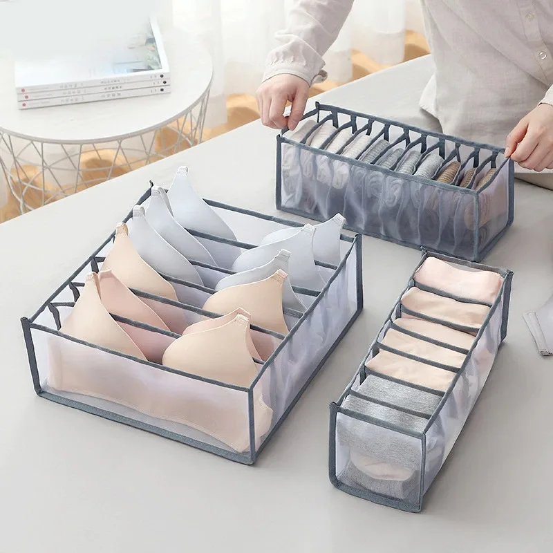 

Houseware Foldable 3 Closet Bra Transparent Storage Box Plastic Clothes Sock Underwear Drawer Organizer Dividers For Women